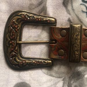 Brown and bronze western belt